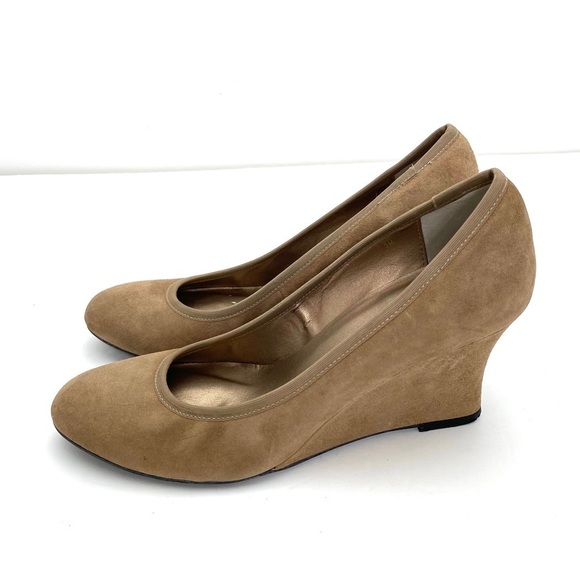 DITTO by Van Eli Suede Wedge Heel Pumps in Camel Tan - Picture 6 of 10